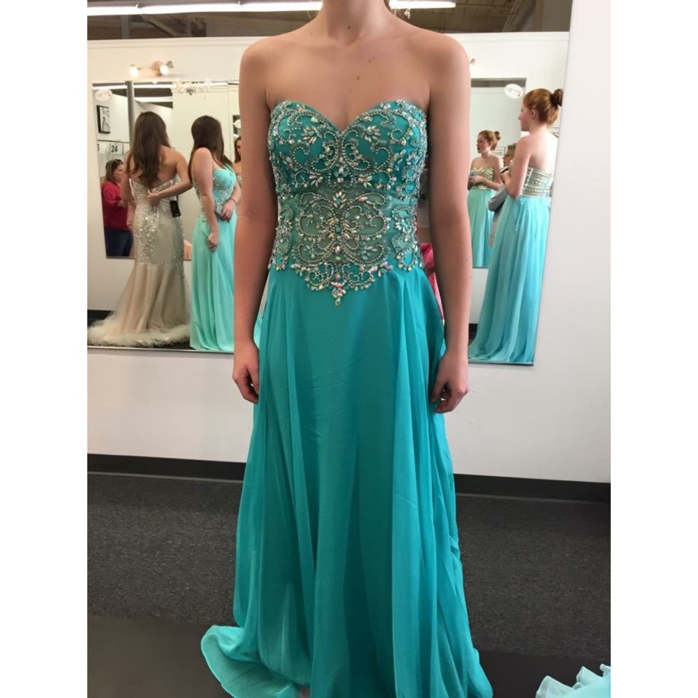 Dave and Johnny Teal Prom dress